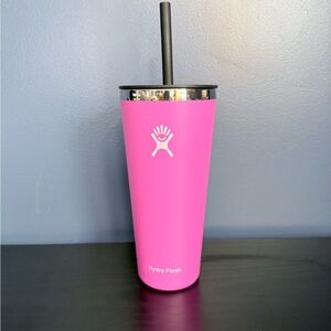 Hydro Flask Hot Pink Insulated Tumbler with Black Straw 32 oz